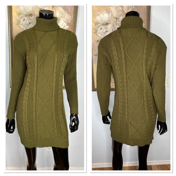 For G and PL Women Cable Knit Turtleneck Sweater Dress Sz M - Picture 2 of 7